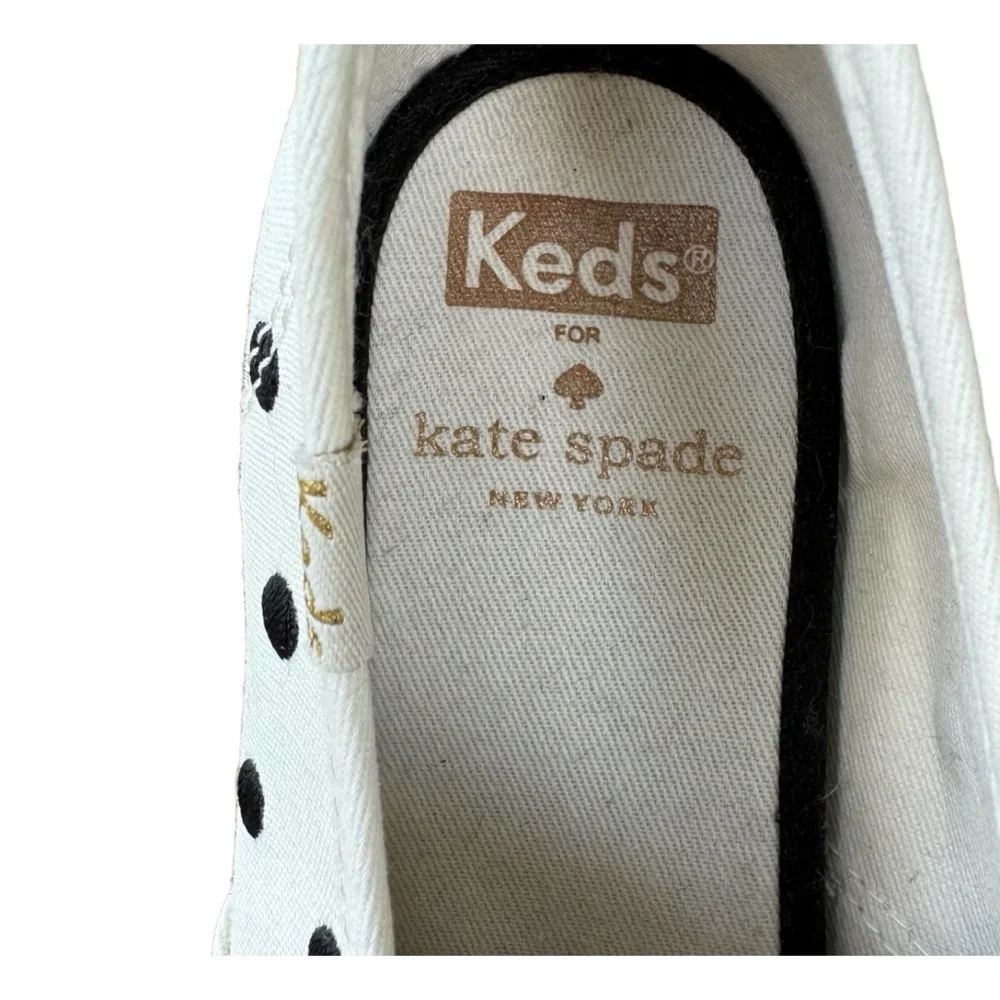Kate Spade New York Keds Women's White Sneakers With Black Polka Dots Size 6.5